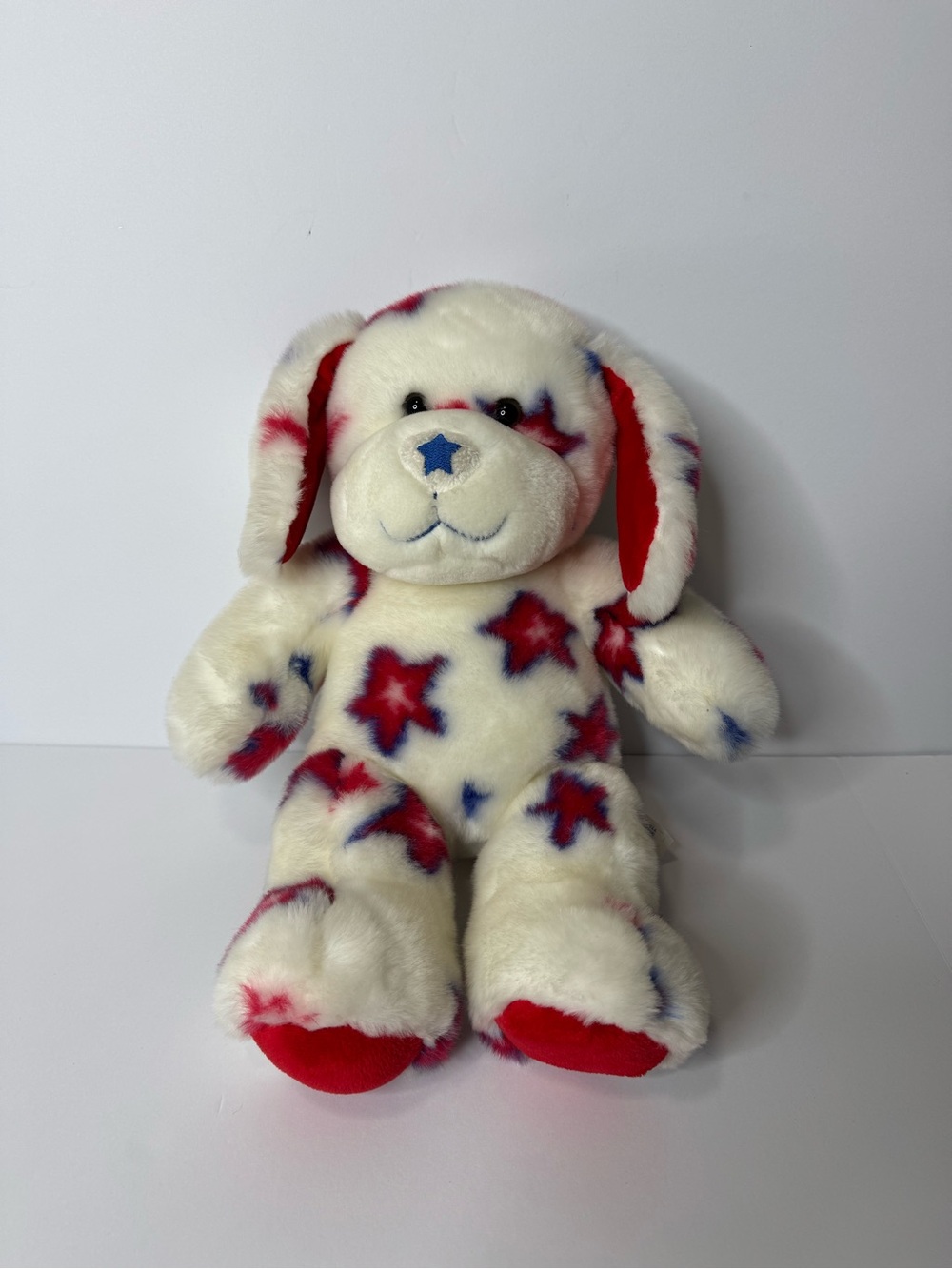 Build A Bear Patriotic Star Puppy Plush Retired Red White Blue Dog